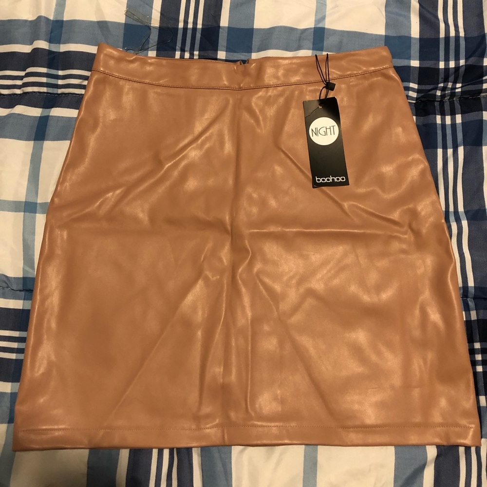 Pink leather skirt